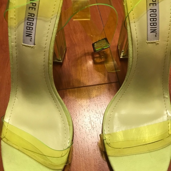 clear and lime green heels